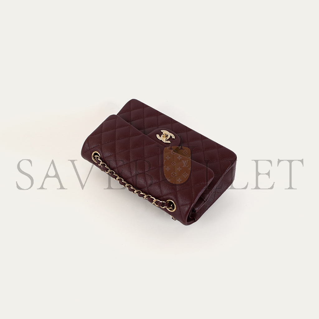 Ch*el medium flap bag burgundy (23*14.5*6cm)